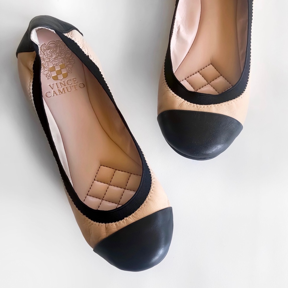 VINCE CAMUTO • Leather Cap Toe Elisee Ballet Flats